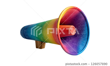 Rainbow colored megaphone 126057890