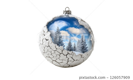 Festive ornament containing miniature winter landscape 126057909