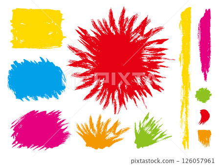 一組 11 件色彩繽紛、凌亂的筆觸設計作品 126057961