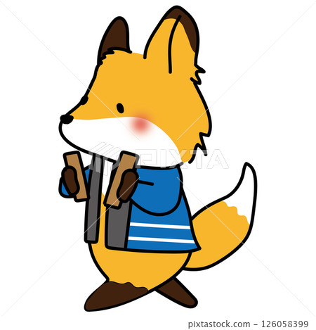 A fox holding a wooden clapper and warning people to be careful of fire A fox holding a wooden clapper and warning people to be careful of fire 126058399