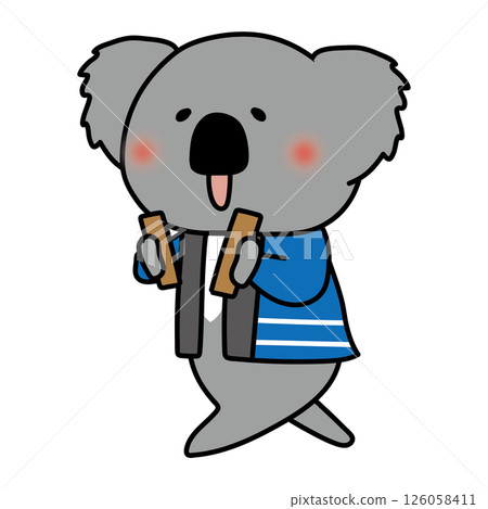 A koala holding a clapper and warning people to be careful of fire 126058411