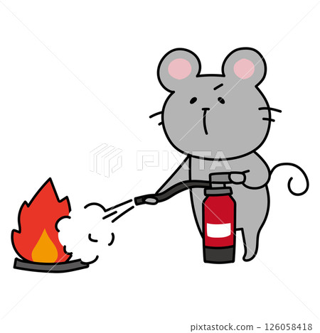 一隻老鼠正在練習用滅火器滅火 126058418