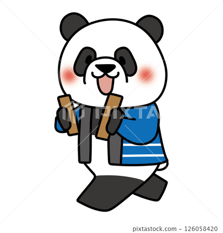 一隻熊貓拿著木棒警告人們小心火災 126058420