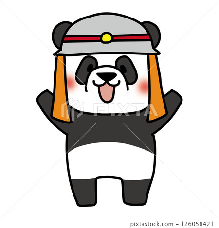 Panda wearing a firefighter's hat 126058421