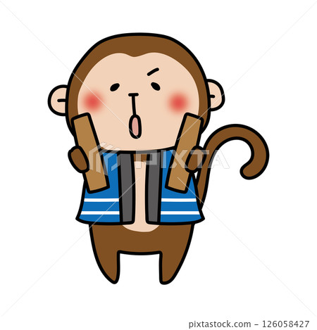 Monkey holding a wooden clapper 126058427
