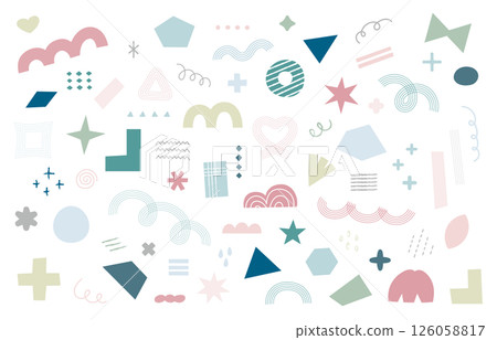 手繪風格裝飾,粗獷,塗鴉,裝飾,素材,插畫,向量圖,裝飾,波浪線,虛線,星星,雨,集合 126058817