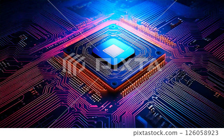 Technology Semiconductor Blue Generative AI Background 126058923