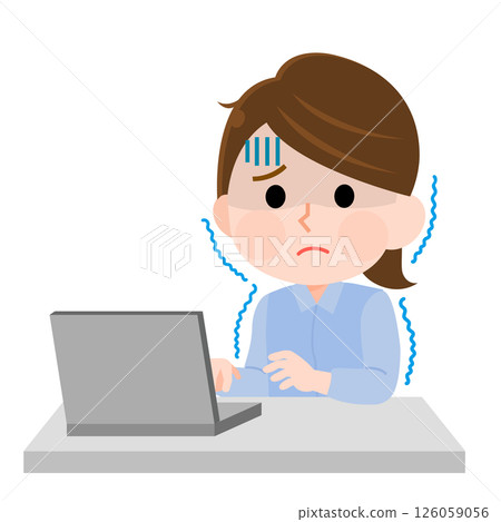 A female office worker shivering from the cold indoors 126059056