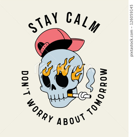 skull smoke retro cute illustration 126059145