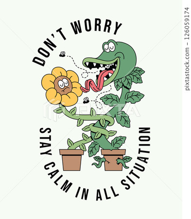 flower and monster plant retro cute illustration flower and monster plant retro cute illustration 126059174