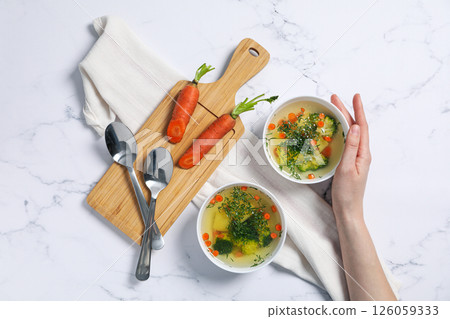 Vegetable soup, healthy nutrition and healthy lifestyle Vegetable soup, healthy nutrition and healthy lifestyle 126059333