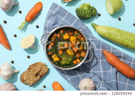 Vegetable soup, healthy nutrition and healthy lifestyle, homemade 126059344