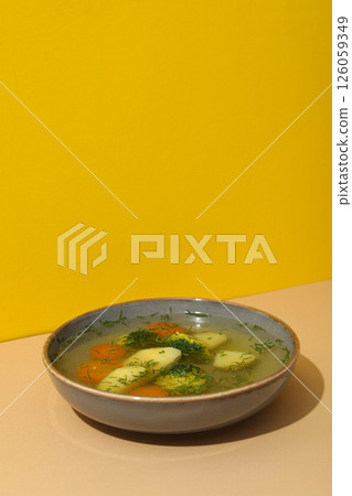 Vegetable soup, homemade healthy nutrition, healthy lifestyle 126059349