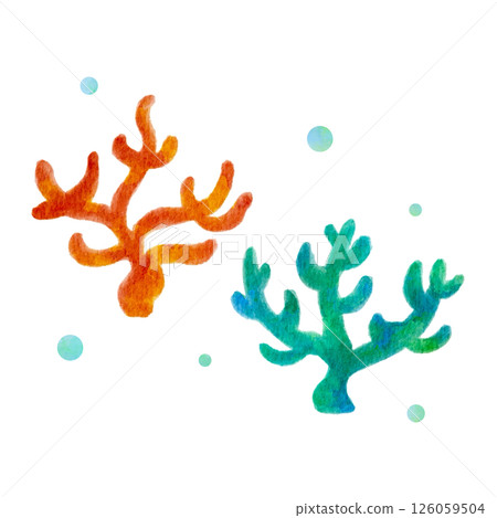 多彩的珊瑚海水彩插圖 多彩的珊瑚海水彩插圖 126059504