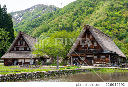 Visit the Gokayama Gassho-style Villages when there is still snow remaining and be soothed by the pristine scenery 126059692