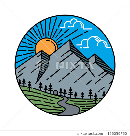 natural scenery in the frame illustration natural scenery in the frame illustration 126059760