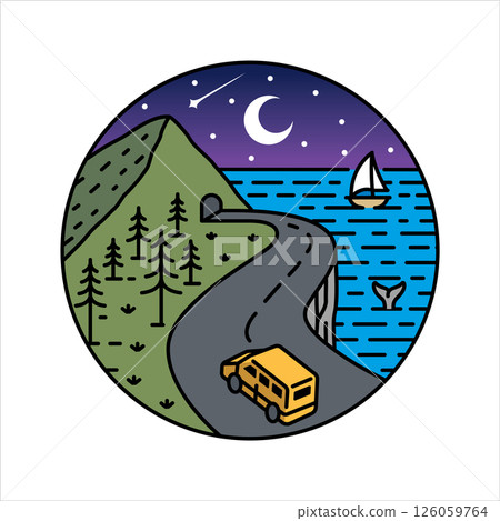 natural scenery in the frame illustration natural scenery in the frame illustration 126059764