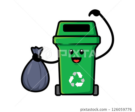 Trash can mascot character design vector Trash can mascot character design vector 126059776