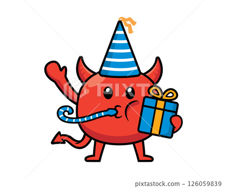 Cute devil mascot character design vector 126059839