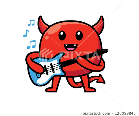 Cute devil mascot character design vector Cute devil mascot character design vector 126059845