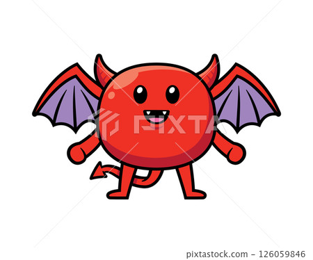 Cute devil mascot character design vector Cute devil mascot character design vector 126059846