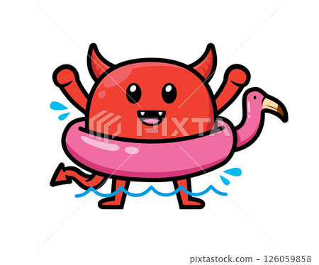 Cute devil mascot character design vector 126059858