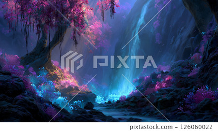 Hidden Cave Bioluminescent Waterfall 126060022