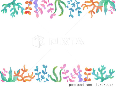 Colorful coral sea watercolor illustration 126060042