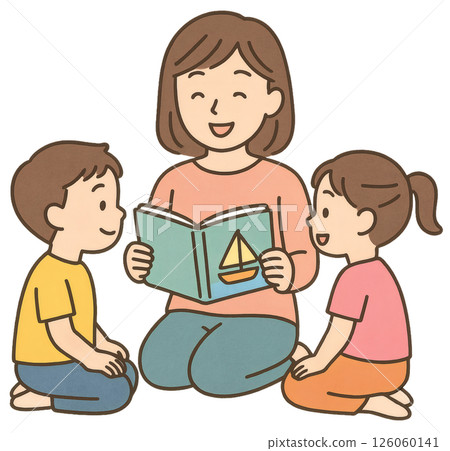 Parents and children reading picture books Parents and children reading picture books 126060141