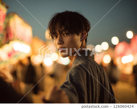Summer festival date with your lover wearing yukata 126060424