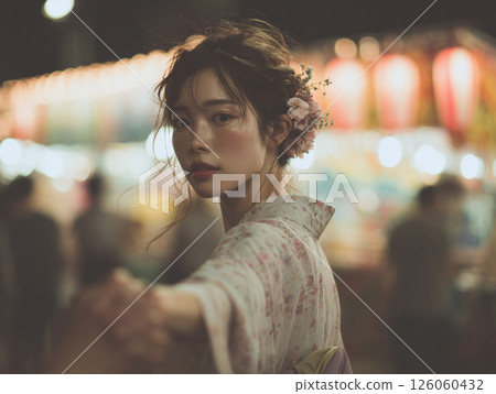 穿著浴衣與情人一起度過夏日祭典 126060432