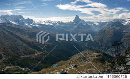 Stunning panoramic view of the Matterhorn from Blauherd, Switzerland Stunning panoramic view of the Matterhorn from Blauherd, Switzerland 126060726