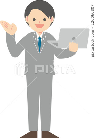 A businessman explaining with a computer 126060807