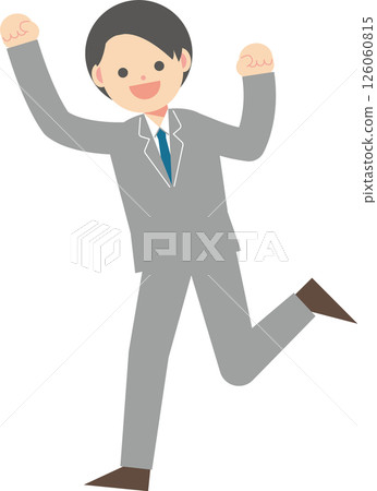 Smiling businessman jumping Smiling businessman jumping 126060815