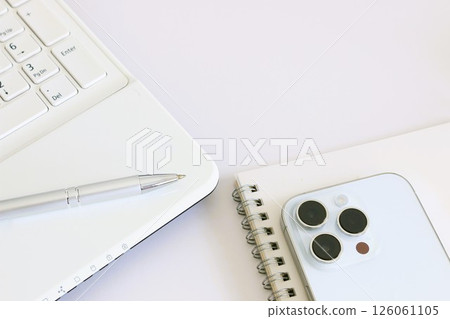 Computer, smartphone and ring notebook Business image Desk work 126061105