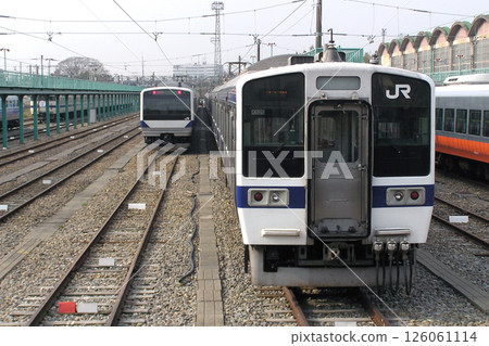 Joban Line trains parked at Katsuta Vehicle Center (Hitachinaka City, Ibaraki Prefecture) 126061114