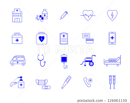 醫療圖示插圖設定藍色 126061130