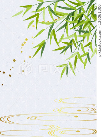 竹葉，背景，日式，麻葉圖案，可愛，插圖，垂直 126061300