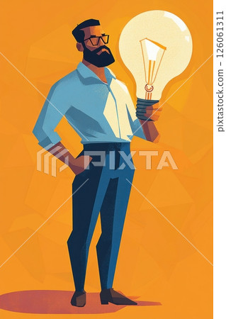 Businessman holding light bulb symbolizing new idea and innovation 126061311