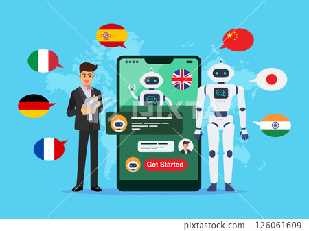 Businessman is talking or chatting with chat bot. 126061609