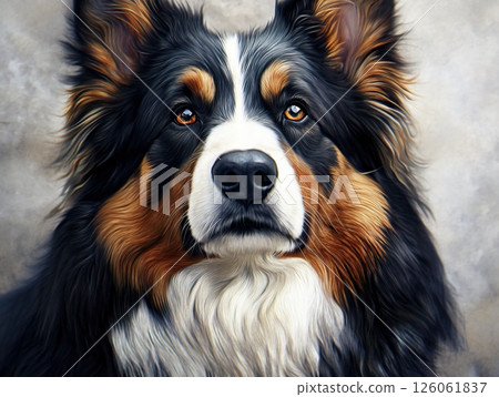 Australian shepherd dog showing its beautiful face and long hair 126061837