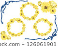 Yellow flower and blue ribbon frame set 126061901