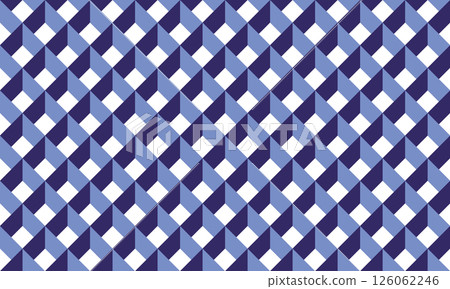 Colorful optical illusion geometric pattern | Seamless three-dimensional repeat pattern | Digital background material Blue 126062246