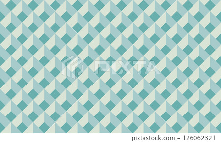 Colorful optical illusion geometric pattern | Seamless three-dimensional repeat pattern | Digital background material in green 126062321