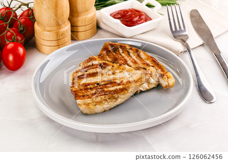Grilled pork steak with sauce 126062456