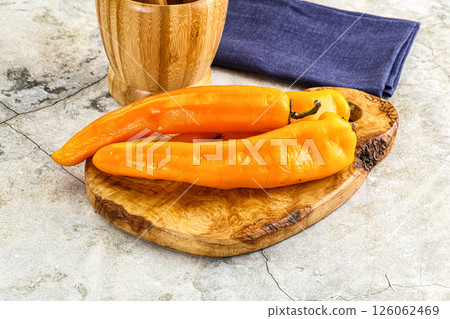 Yellow ripe delicous tasty Ramiro pepper 126062469