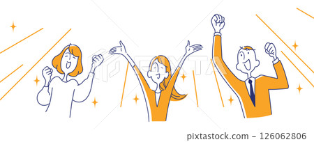 Three delighted businessmen and businesswomen 126062806