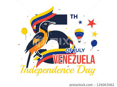 Happy Venezuela Independence Day Vector Illustration on July 5, featuring National Flags, Balloons, and Confetti for the Memorial Holiday Background Happy Venezuela Independence Day Vector Illustration on July 5, featuring National Flags, Balloons, and Confetti for the Memorial Holiday Background 126063062