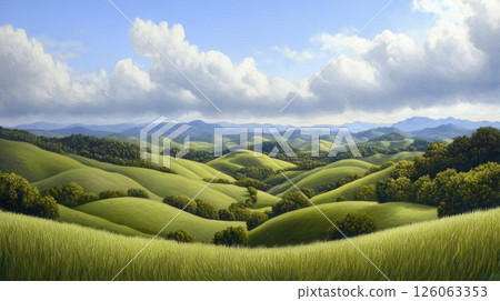tea plantation landscape with cloud sky 126063353
