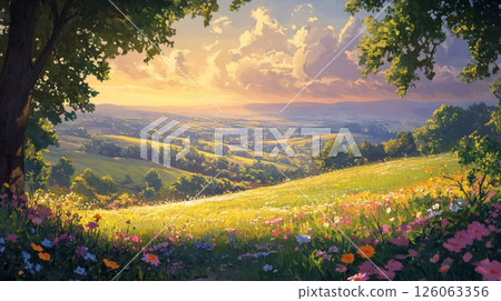 meadow with flowers meadow with flowers 126063356